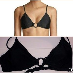 NWT Tortoise Ring Triangle Black Bikini Top Size L